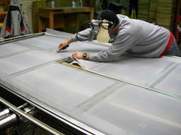 Trimming Edges of Sefar Mesh to Complete the Screen Stretching Process